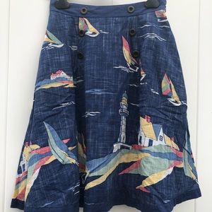 Anthropologie Sail Boat Skirt